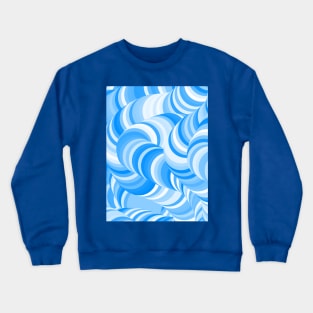 White Blue Swirl Coil Abstract Pattern Crewneck Sweatshirt